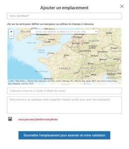 Aide visuelle pour inscription des membres du site vivre-moto.com sur 1 carte interactive